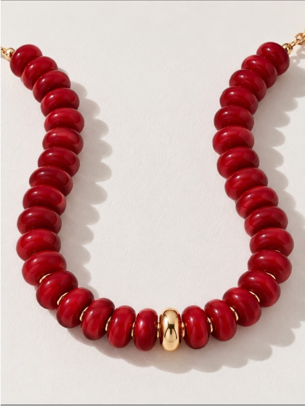 New! Crimson Red Beaded Statement Necklace